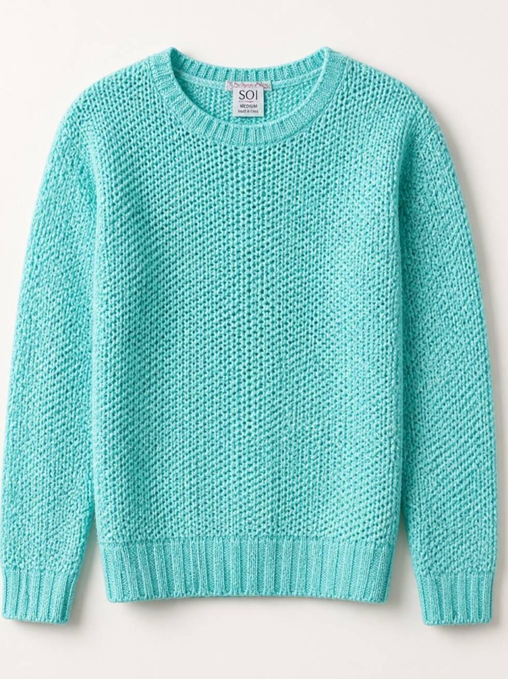 🔹️SO Turquoise Lightweight Open Stitch Knit Long Sleeve Sweater Medium